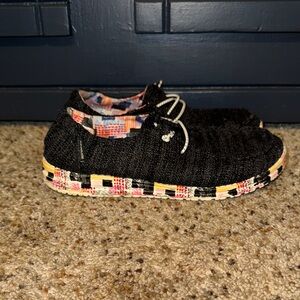 Hey Dude Black and Multicolor Women's Moccasins